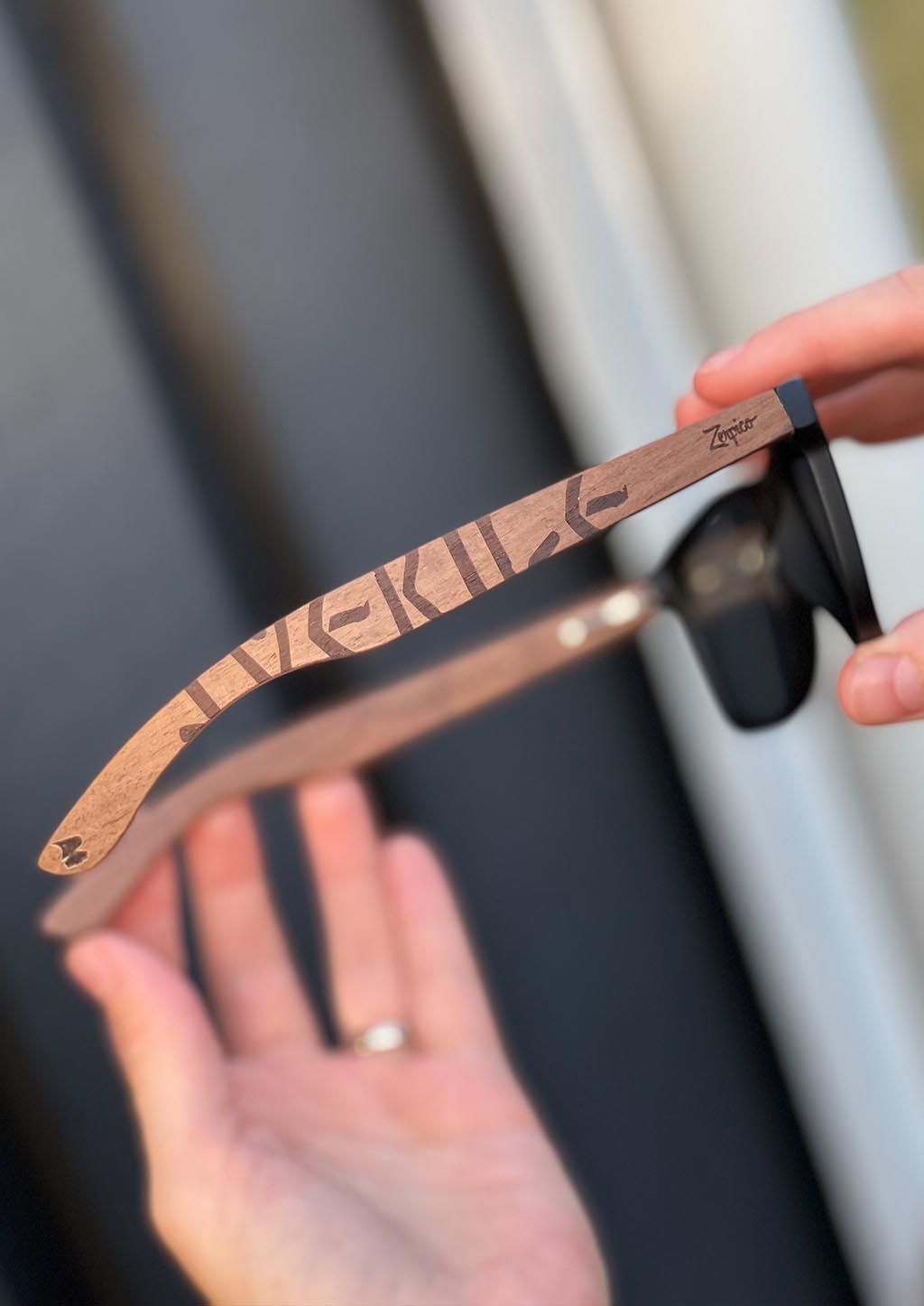 Eyewood Viking Runes Sunglasses. Handmade Wood & Polarized UV400 Protection